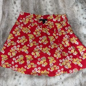 Forever 21 red floral skirt